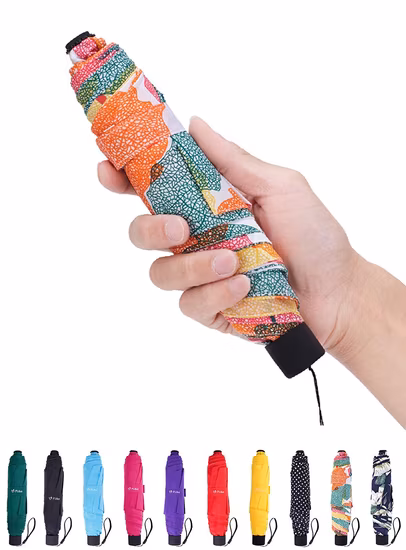 Women Mini Folding Sun Rain Pocket Umbrella, Lightweight Portable